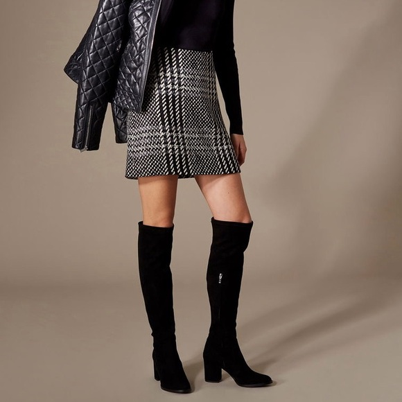 Karen Millen Monochrome Plaid Mini Skirt Black & White Plaid Size 8 wool blend - Picture 12 of 17